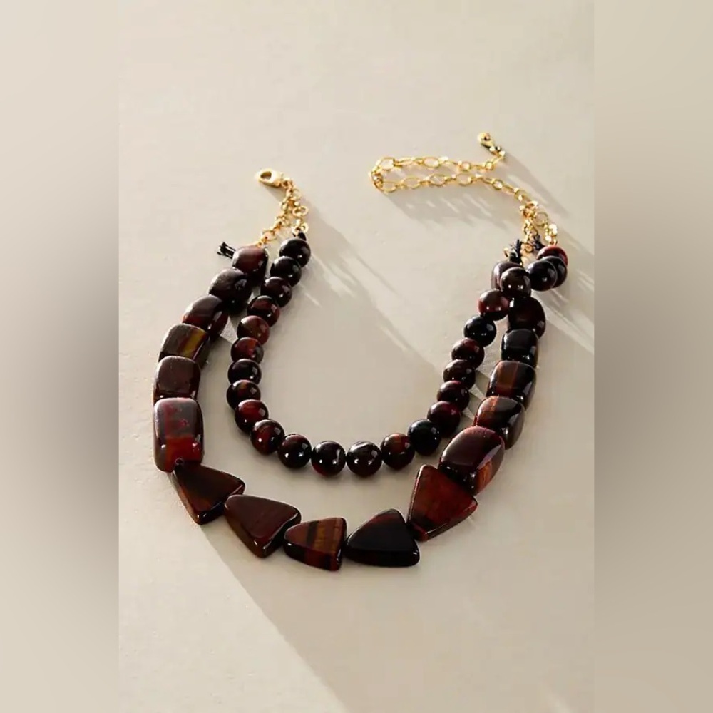 FREE PEOPLE 
Cove Stone Choker - Red Tigers Eye